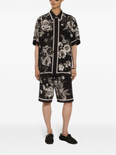 floral print silk track shorts